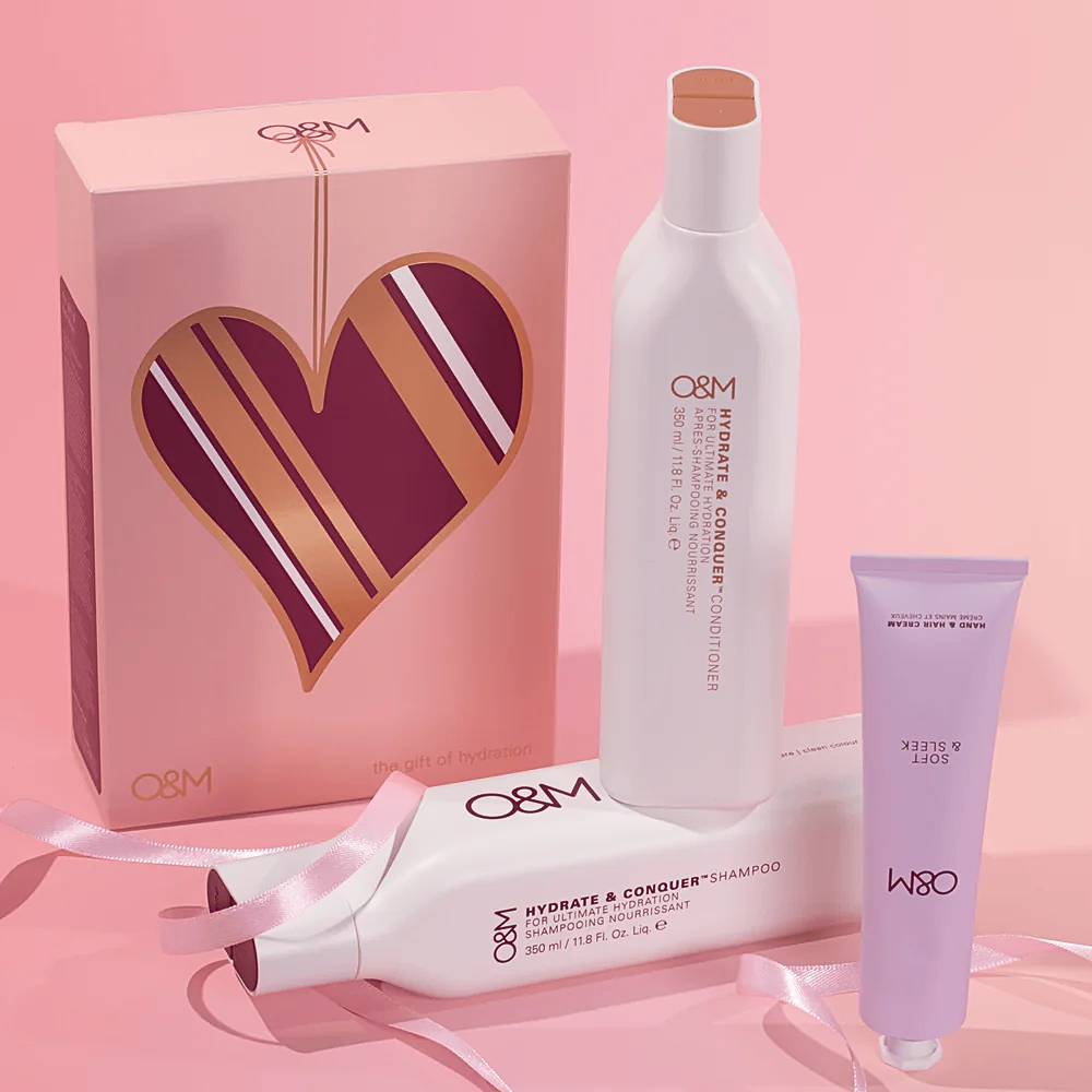 O&M The Gift of Hydration Limited Edition – återfuktande schampo, balsam och hand- & hårkräm för torrt och färgat hår